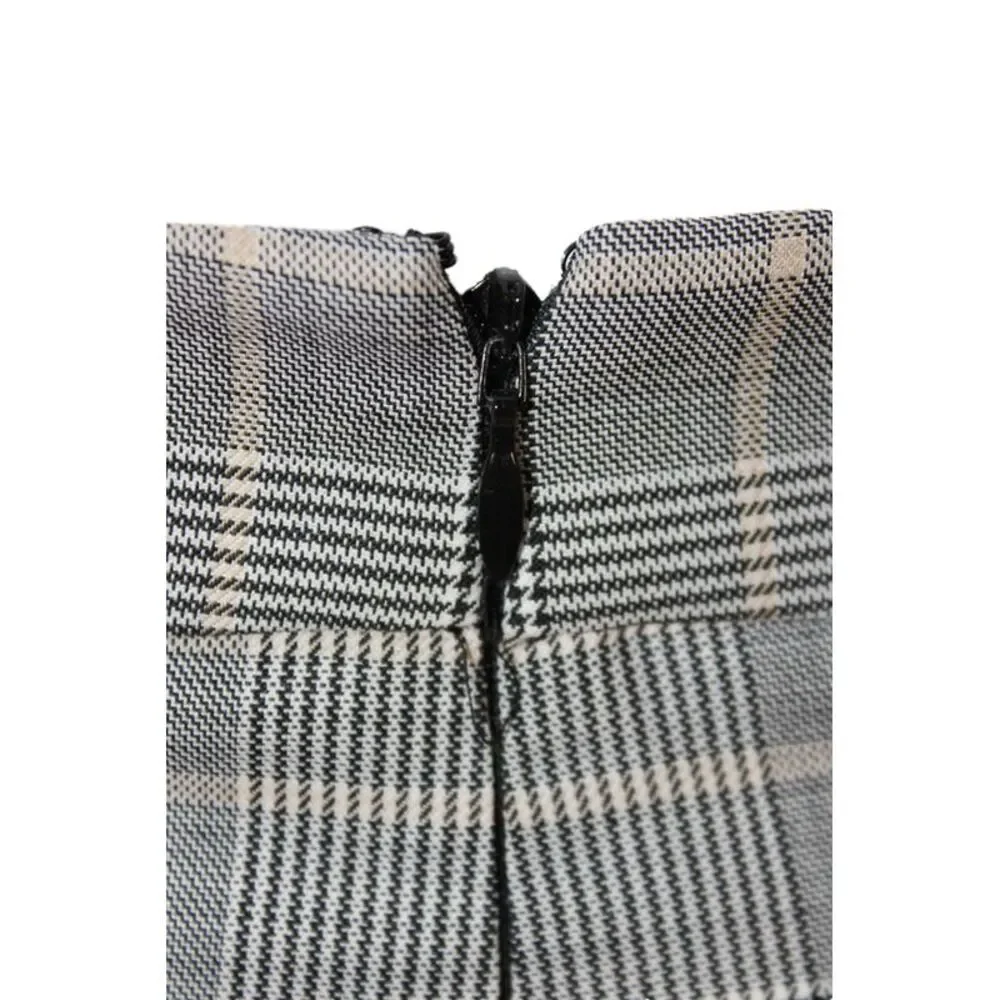 Tibi Women Wrap Skort Gray Plaid Wool Blend Size 8